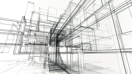 Obraz premium The Fascinating World of Abstract Architectural Drawings: A Blend of Creativity and Innovation. Showcasing Unconventional Designs and Inspiring Spatial Concepts.