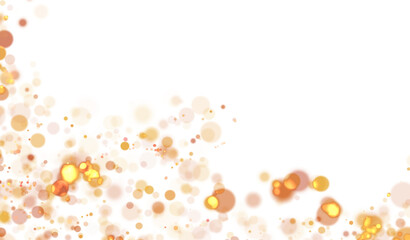 Bokeh light background. Lights effect Christmas powder Light magic shining gold dust. Shining glowing confetti, transparent gold sparkle or glitter effect. Png
