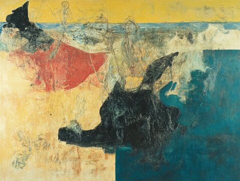 Abstract Art Painting with Bold Colors and Textures, Modern Artistic Expression