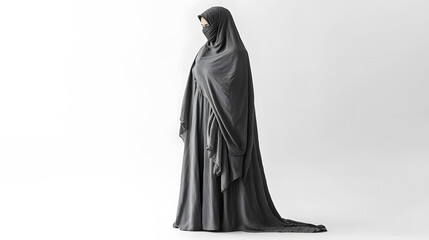 Naklejka premium Young woman wearing a black niqab, hijab