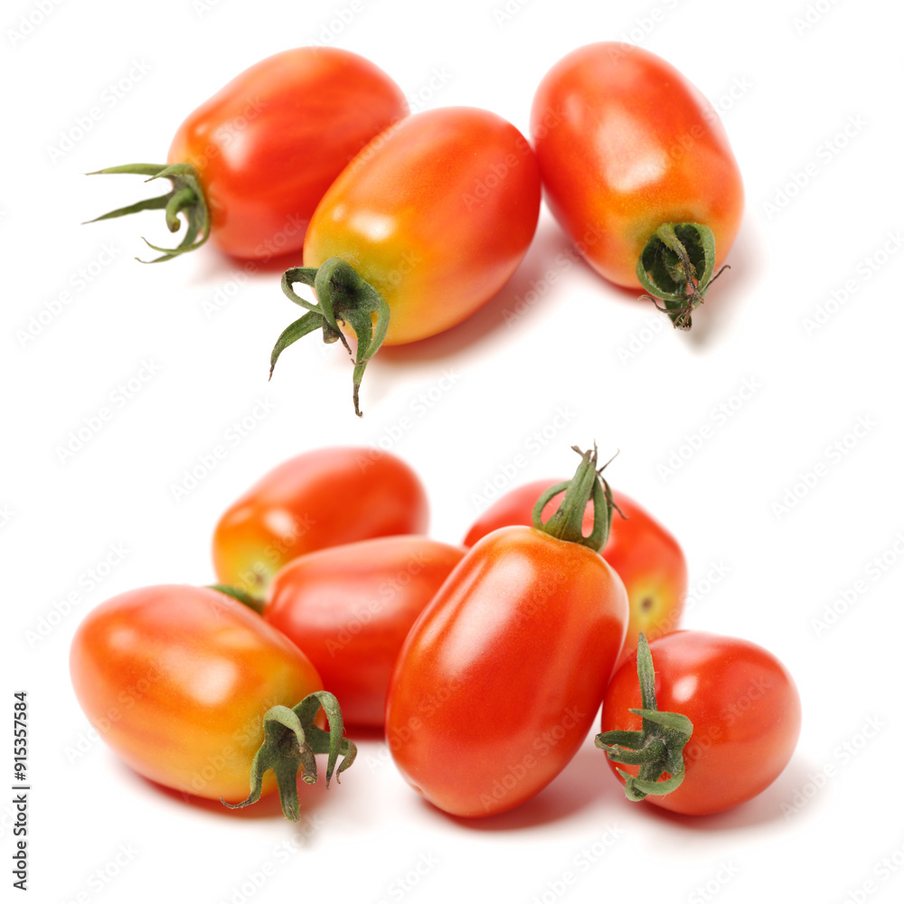 Wall mural Small cherry tomato on white background 