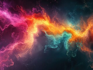 Colorful Abstract Energy Wave with Neon Lights and Futuristic Vibes in Digital Art