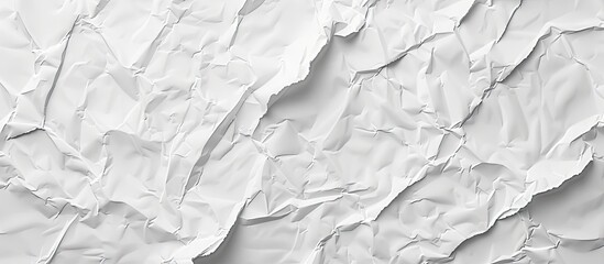 Fototapeta premium Blank white crumpled and creased paper poster texture backdrop. with copy space image. Place for adding text or design