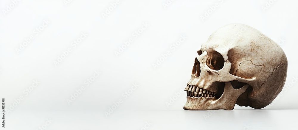 Poster skull on halloween evening against a white background. with copy space image. place for adding text 