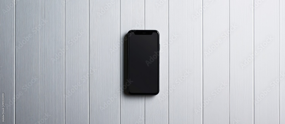 Leinwandbilder smartphone on a white wooden surface. with copy space image. place for adding text or design