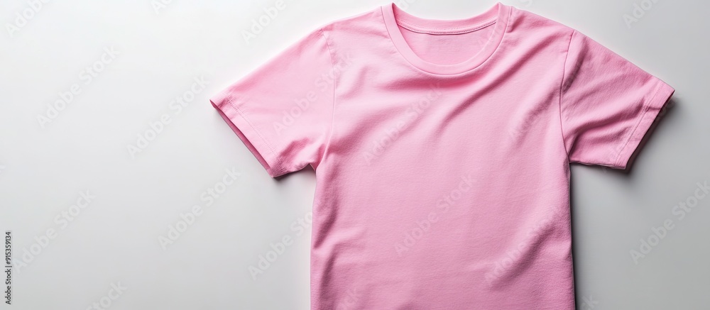 Poster blank pink t shirt against a white background. with copy space image. place for adding text or desig
