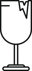 Simple thin line icon of a broken glass, representing a fragile object that needs to be handled with care