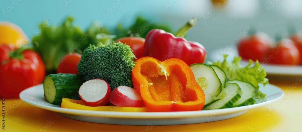 Canvas Prints miniature arrangement of colorful vegetables on a white plate. with copy space image. place for addi