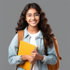 Fototapeta premium Smiling student holding yellow book