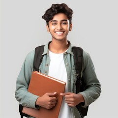 Obraz premium Smiling student holding books