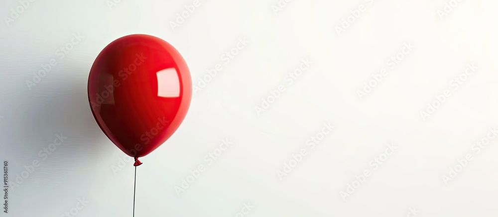 Poster Red helium balloon for birthdays and celebrations isolated on a white background. with copy space image. Place for adding text or design