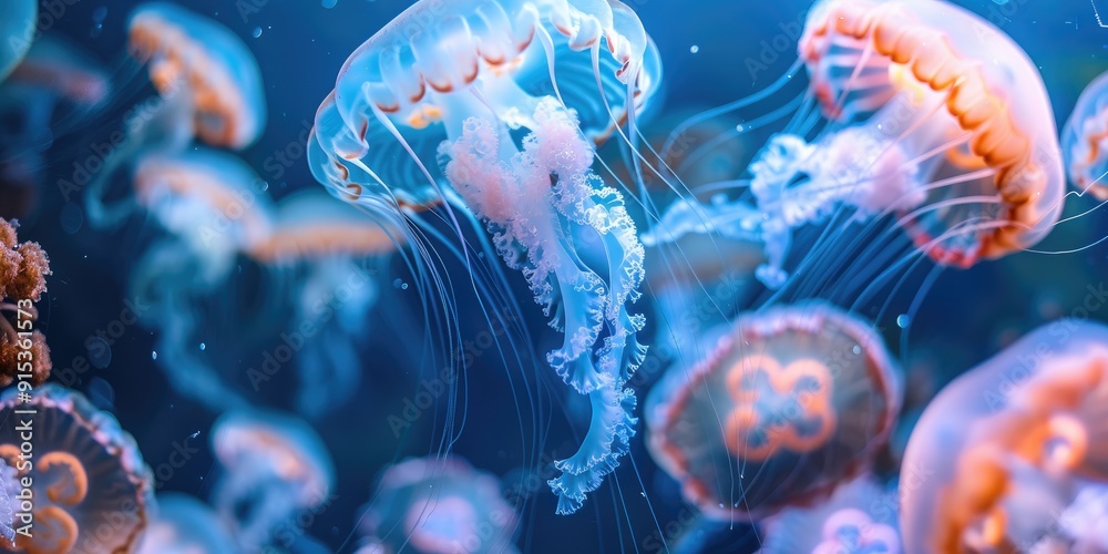 Sticker Jellyfish with a Blueish Hue Drifting Underwater