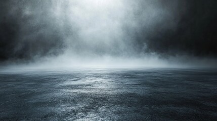 Dark, moody, abstract background with fog, mist, and a textured floor.