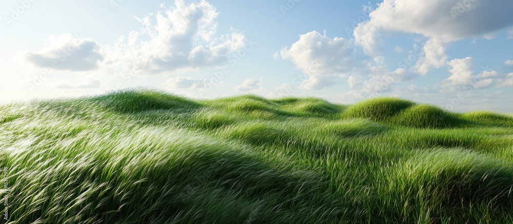 Poster Green grass moving with the wind. with copy space image. Place for adding text or design
