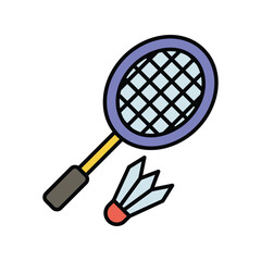 badminton color line icon with white background vector stock illustration