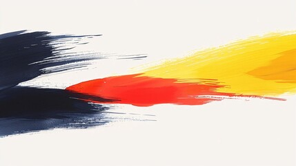 A vibrant abstract representation in black, red, and yellow brushstrokes, showcasing dynamic energy and striking contrast, encapsulating movement and modern artistic expression.