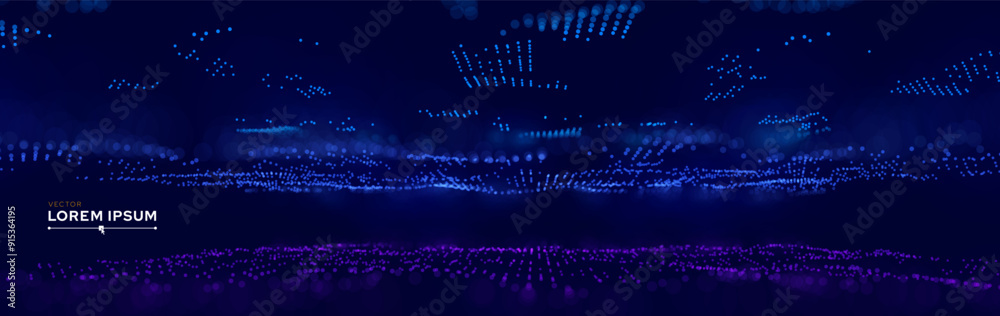Poster Digital Data Flow Vector Background. Big Data Technology Lines. Data Transmission Concept. High Speed Internet. Information Matrix Flow in Virtual Reality Cyberspace. Vector Illustration.