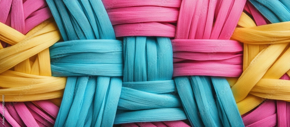 Aufkleber square shaped frame and copy space created from rubber bands for weaving accessories
