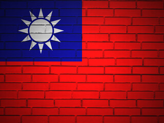 Brick wall Taiwan flag