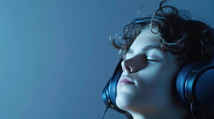 Young Man Relaxing with Headphones.