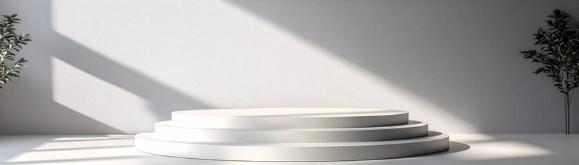 Elegant 3D Modern Podium on High-Gloss Surface with Luxury Lighting, Creating Refined Ambiance in Premium Showcase Setting