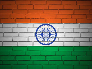 Brick wall India flag