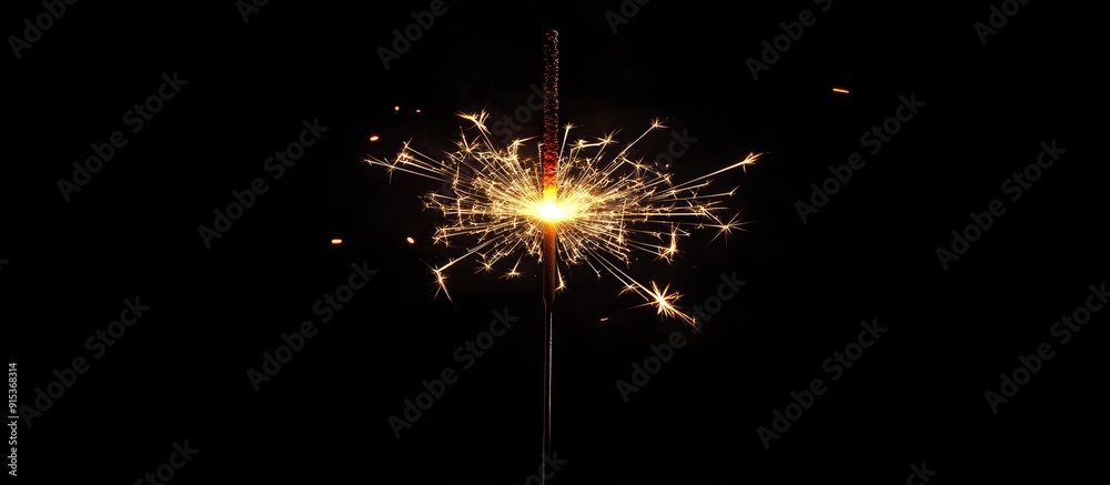 Poster New Year s party sparkler against a black background. with copy space image. Place for adding text or design