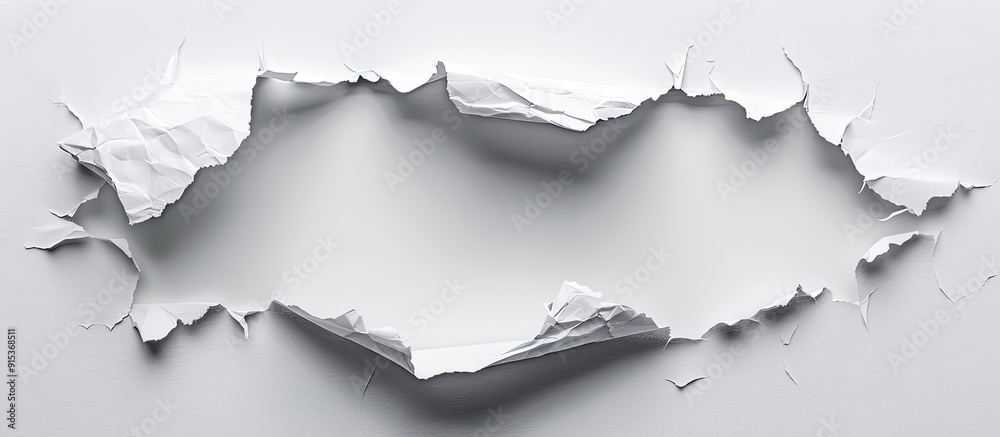Poster Close up of a paper hole with ragged edges. with copy space image. Place for adding text or design