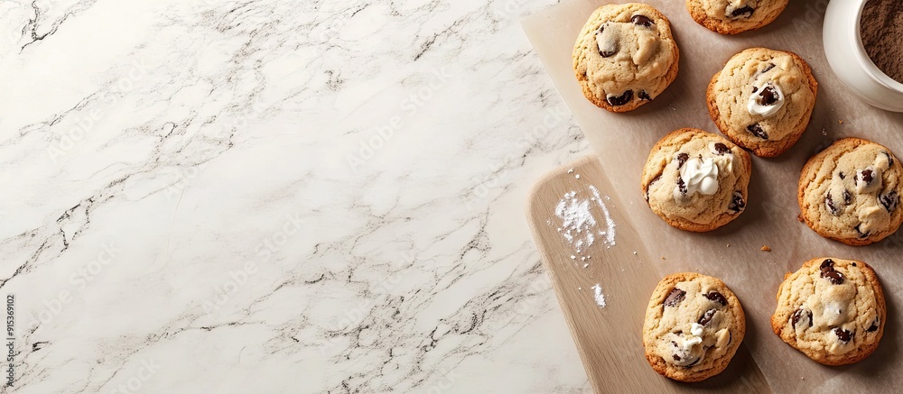 Fototapete baking cookies on a countertop. with copy space image. place for adding text or design