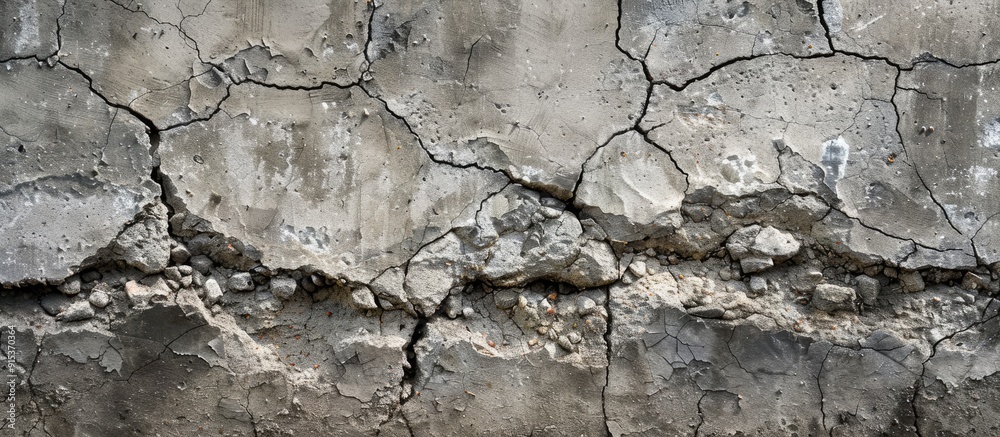 Poster Grunge concrete cement wall with cracks suitable for your design and texture background. with copy space image. Place for adding text or design
