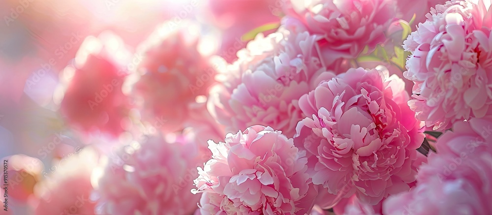 Aufkleber pink peony blossoms. with copy space image. place for adding text or design