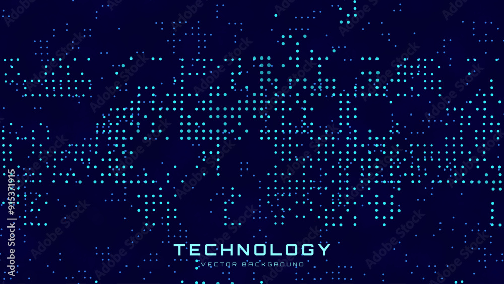 Poster abstract technology futuristic digital concept pattern with lighting glowing circles on dark blue ba