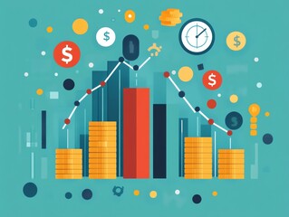 Financial growth and decline concept illustration.