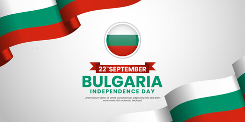 Bulgaria independence day banner design template flag and text on white background. September 22nd