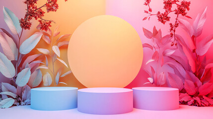 Fototapeta premium podium backdrop for product display with pastel and dreamy colors background