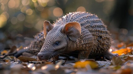 A capybaras with a leaf in its mouth, standing amidst leafy surroundings.