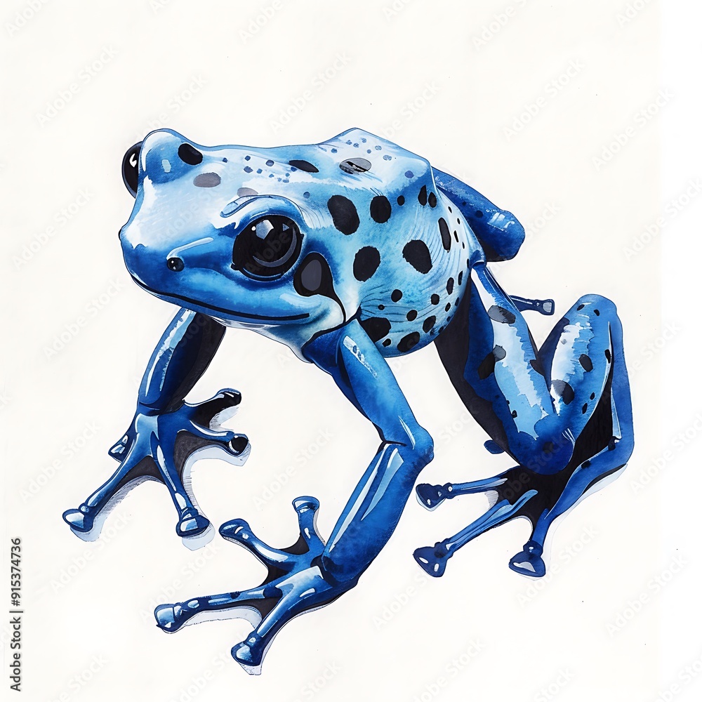 Canvas Prints Watercolor Illustration of a Vibrant Blue Poison Dart Frog.