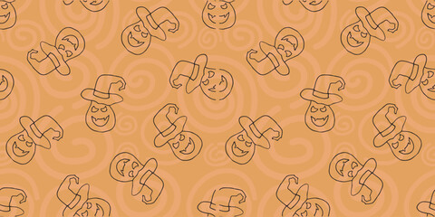 pumpkin. grave. terrible. holiday. Halloween. October 31st. vector. seamless pattern. the pattern. seamless. pattern. bat. scary stories. lines. ghost. A terrible holiday. spider. postcard
