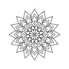 Mandala pattern or Simple Floral Ideas for Coloring book page