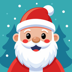 Christmas Vector Santa Claus's head, Santa&rsquo;s face with a hat and white beard. Cartoon character
