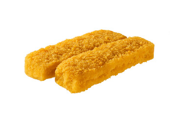 Deep fried fish fingers snacks fastfood isolated .