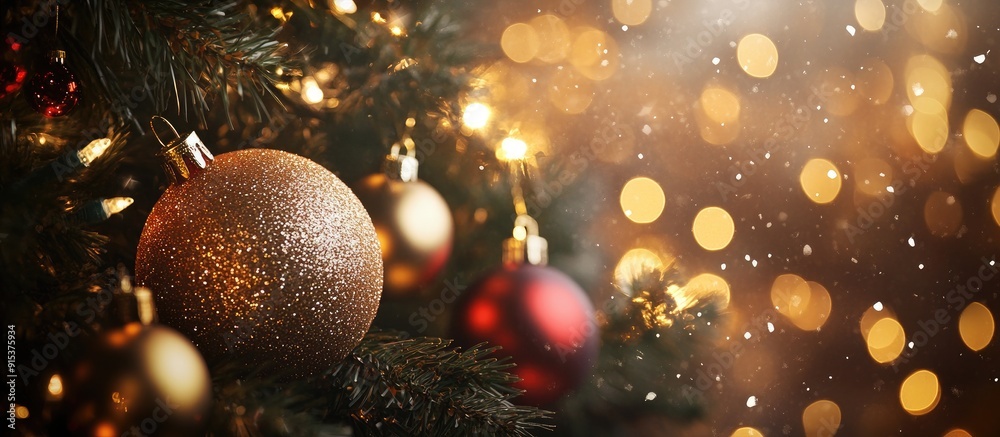 Aufkleber Christmas ambiance in all its splendor with a bokeh effect. with copy space image. Place for adding text or design