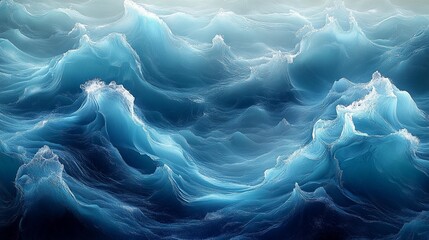 Blue and teal ocean wave texture, ideal for abstract and aquatic designs, isolated on transparent background, Generative AI