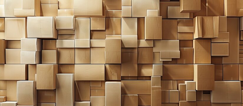 stacked cardboard boxes set against a white background. with copy space image. Place for adding text or design