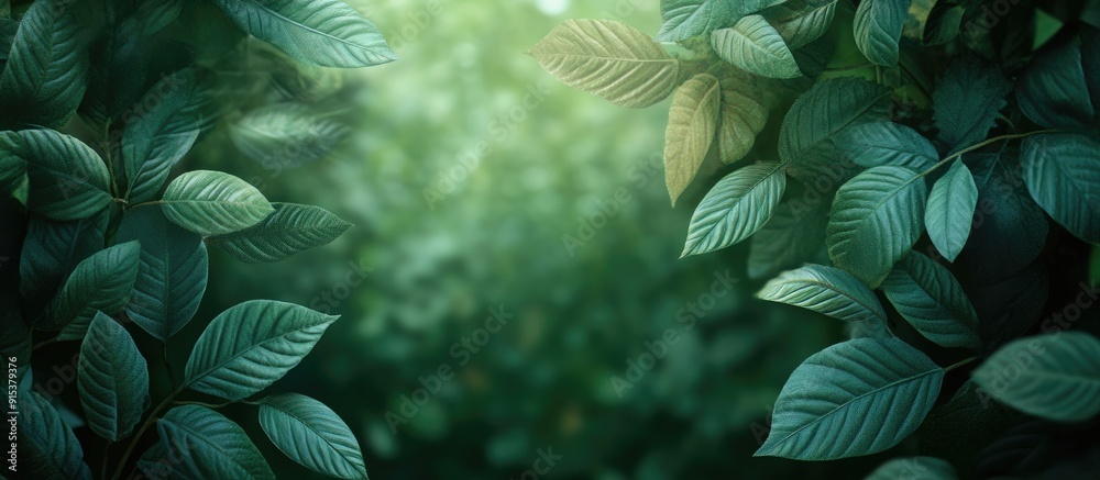 Leinwandbilder green foliage on a green backdrop. with copy space image. place for adding text or design