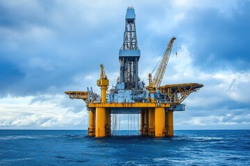 Offshore oil rig extracting oil in the middle of the ocean