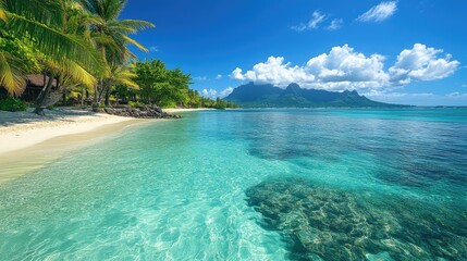 Fototapeta premium Turquoise water gently lapping on idyllic tropical beach