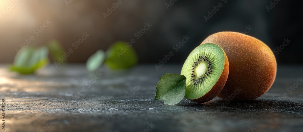 Poster Kiwi fruit. with copy space image. Place for adding text or design