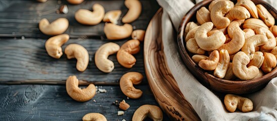 Fototapeta premium salted cashew nuts. with copy space image. Place for adding text or design
