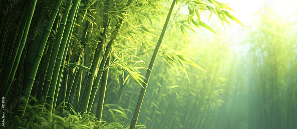 Poster bamboo trees bamboo plants bamboo woodland. with copy space image. place for adding text or design